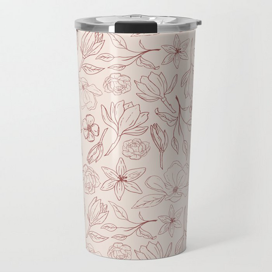 Burgundy Magnolia Travel Mug